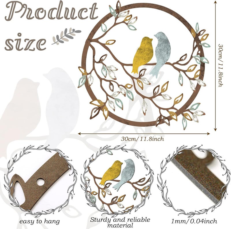 Ferraycle فن جدار معدني طائر على غصن شجرة ظل طائر ديكور لغرفة المعيشة الحديقة غرفة النوم المكتب المنزل ديكور حفلة تدفئة المنزل (لون عصري) - Image 2